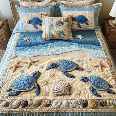 Juego de cama acolchado de 3 piezas - Tortugas Marinas