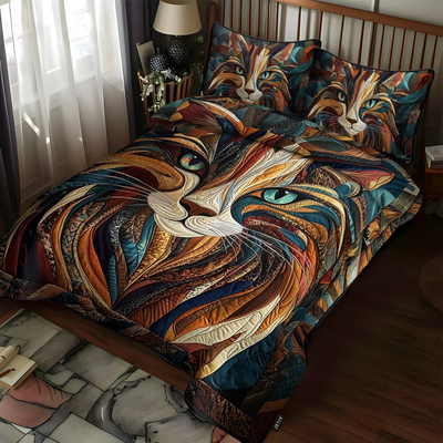 Juego de cama acolchado de 3 piezas - Suaves Ronroneos