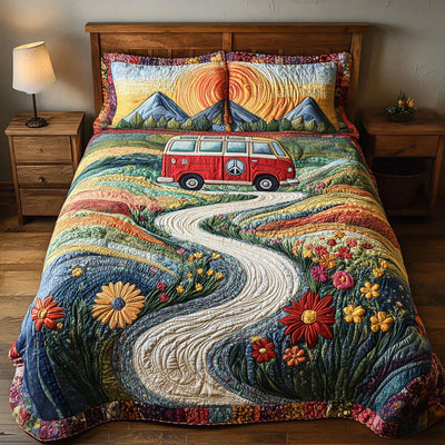 Juego de cama acolchado de 3 piezas - Viaje Vintage