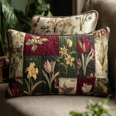 Funda de Cojín Acolchada - Sueños de Flores Silvestres